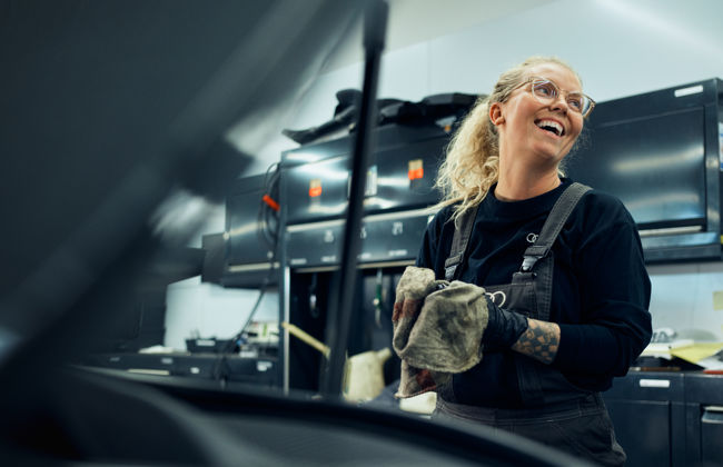 Smilende Semler Mobility mekaniker 